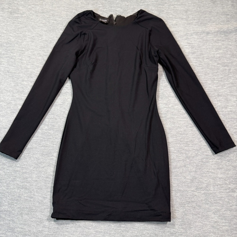 Bebe Dress Women XS‎ Black Long Sleeve Bodycon Mini Sheath Cocktail Clubwear